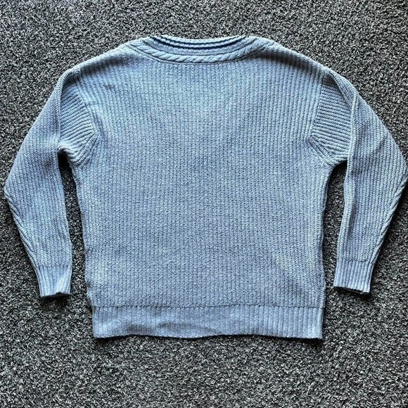 Gray American Eagle Sweater Vintage Knitwear, Men's XL Fall V-Neck Sweater - Picture 3 of 7